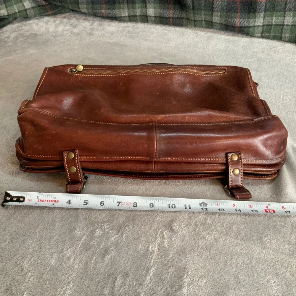 BuccioPalermo Italian Brown Leather Messenger Bag Briefcase Satchel RFR Monogram